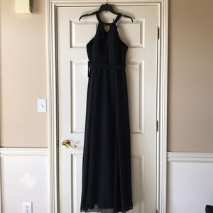 Brand new floor length black gown (Azazie)